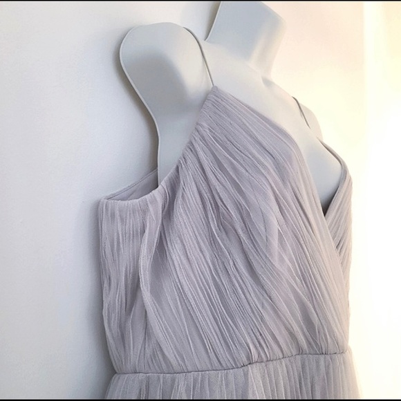 NWT ASOS DESIGN Cami Pleated Tulle Maxi Dress in Grey 12 - Picture 4 of 12